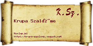 Krupa Szalóme névjegykártya